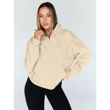 Trendy Queen Sweatshirts Quarter Half Zip Pullover Oversized Hoodies Sweaters Comfy Fall Outfits 202...