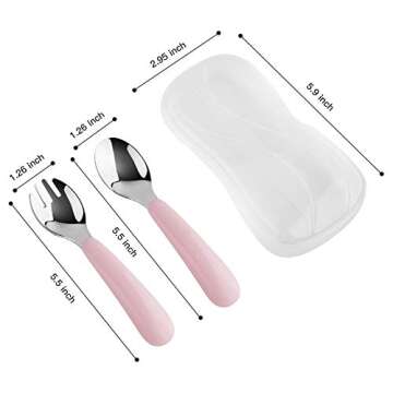Kirecoo 2 Set Toddler Utensils, Toddler Forks and Spoons, Stainless Steel Toddler Silverware Set, De...