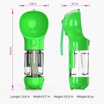 Guardians Dog Water Bottle, Portable Pet Travel Water Bottle Bowl Dispenser with Drinking Feeder Bowl Poop Bag for Dogs Small Pets Walking, Traveling, Hiking (Green)