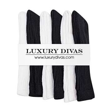 Black & White All Cotton 6-Pack Extra Heavy Super Slouch Socks