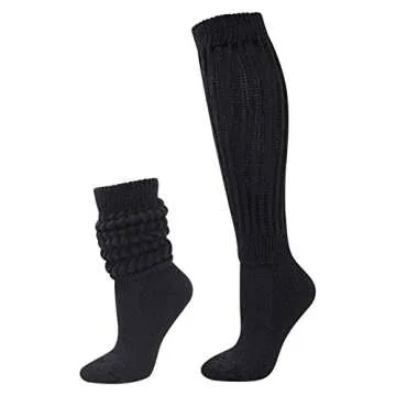 Black & White All Cotton 6-Pack Extra Heavy Super Slouch Socks