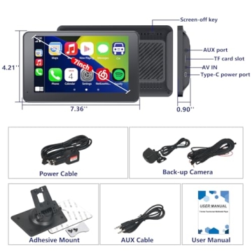 Gegaibe Wireless Car Stereo with Apple CarPlay/Android Auto, Portable Touch Screen Car Radio Multimedia Player with Bluetooth, Backup Camera, Navigation, Mirror Link for All Vehicles