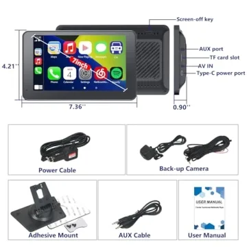 Gegaibe Wireless Car Stereo with Apple CarPlay/Android Auto, Portable Touch Screen Car Radio Multimedia Player with Bluetooth, Backup Camera, Navigation, Mirror Link for All Vehicles