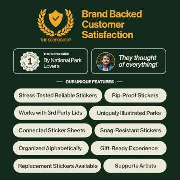 THE GEOPROJECT National Parks Water Bottle with Stickers Kit, Erikas Chesonis Collaboration, Adventure Flask with Straw, Waterproof Stickers for Water Bottle, Insulated Stainless Steel 32oz (Tan)