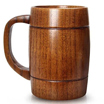18 oz Large Wooden Beer Mug - Handcrafted Unique Tankard for Men and Women
