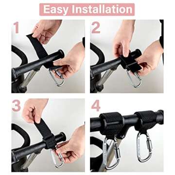 Longomat Baby Stroller Hook, Clip or Hang a Diaper Bag to Your Pram or Buggy, 2 Pieces