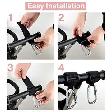 Longomat Baby Stroller Hook, Clip or Hang a Diaper Bag to Your Pram or Buggy, 2 Pieces