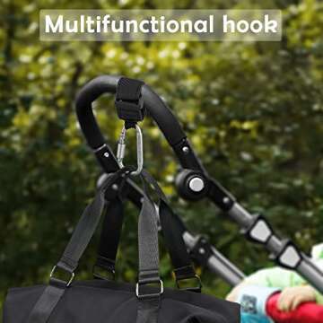 Longomat Baby Stroller Hook, Clip or Hang a Diaper Bag to Your Pram or Buggy, 2 Pieces
