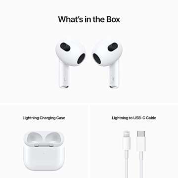 Apple AirPods (3rd Generation) Wireless Ear Buds, Bluetooth Headphones, Spatial Audio, Water Resistant, Lightning Charging Case Included, Up to 30 Hours of Battery Life With AppleCare+ (2 Years)