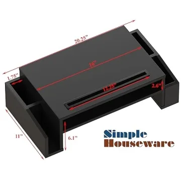 Black Desk Monitor Stand with Adjustable Organizer