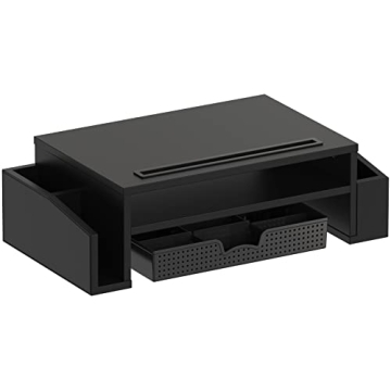 Black Desk Monitor Stand with Adjustable Organizer