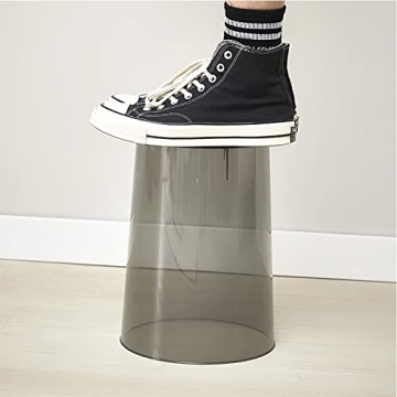 Anyoifax 2 Pack Clear Trash Can Small Garbage Can Plastic Wastebasket 1.5 Gallon Garbage Container Bin for Bathroom, Office, Bedroom, Dorm Room, Home Office, Under Desk, Kitchen - Amber and Grey