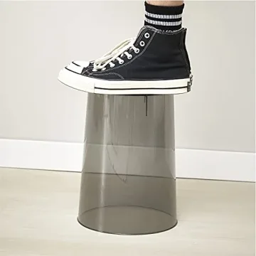 Anyoifax 2 Pack Clear Trash Can Small Garbage Can Plastic Wastebasket 1.5 Gallon Garbage Container Bin for Bathroom, Office, Bedroom, Dorm Room, Home Office, Under Desk, Kitchen - Amber and Grey