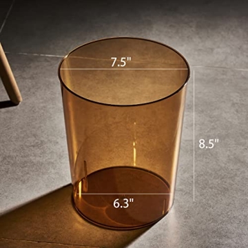 Anyoifax 2 Pack Clear Trash Can Small Garbage Can Plastic Wastebasket 1.5 Gallon Garbage Container Bin for Bathroom, Office, Bedroom, Dorm Room, Home Office, Under Desk, Kitchen - Amber and Grey