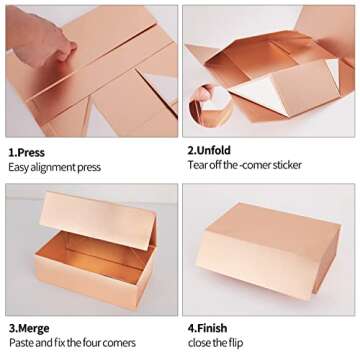 Gift Box 12" x 6" x 4" with Magnetic Closure Lid Gift Box for Presents,Bridesmaid Gifts Box,Cute Box,Birthday Gift box,Luxury for Gift Packaging, Magnetic Gift Box for Wrapping Gifts (Rose Gold)