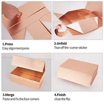 Gift Box 12" x 6" x 4" with Magnetic Closure Lid Gift Box for Presents,Bridesmaid Gifts Box,Cute Box,Birthday Gift box,Luxury for Gift Packaging, Magnetic Gift Box for Wrapping Gifts (Rose Gold)