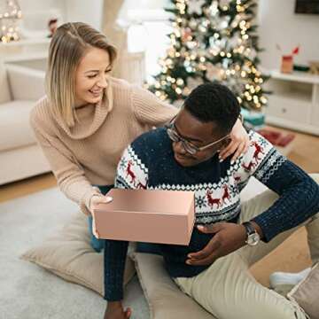 Gift Box 12" x 6" x 4" with Magnetic Closure Lid Gift Box for Presents,Bridesmaid Gifts Box,Cute Box,Birthday Gift box,Luxury for Gift Packaging, Magnetic Gift Box for Wrapping Gifts (Rose Gold)