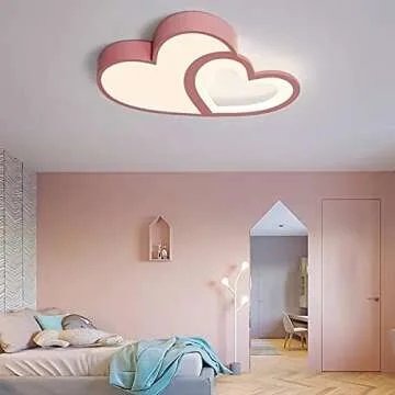 YIYIBYUS Morden LED Ceiling Light Heart Bedroom Acrylic Lamp Decor with Remote 35w,Children's Room L...