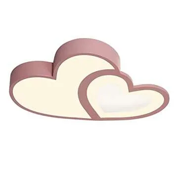 YIYIBYUS Morden LED Ceiling Light Heart Bedroom Acrylic Lamp Decor with Remote 35w,Children's Room Lamp Ceiling Light Cartoon Ceiling Lighting Lampshade 55cm,Children's Room Kids Baby Bedroom (Pink)