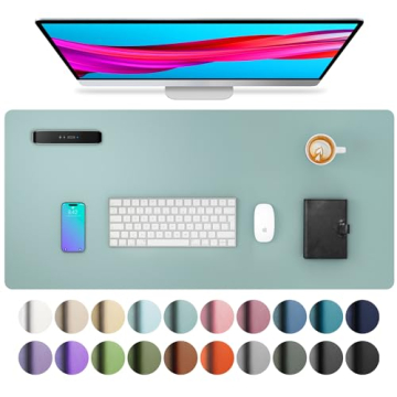 Aothia Leather Desk Pad Protector, Mouse Pad, Office Desk Mat, Non-Slip PU Leather Desk Blotter, Lap...