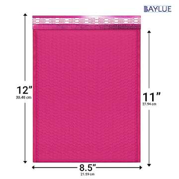 Baylue Hot Pink 8.5x12 Inch Poly Bubble Mailers #2 |Self Seal Padded Envelopes | Air Cushioned Bubbl...