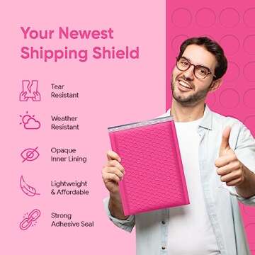 Baylue Hot Pink 8.5x12 Inch Poly Bubble Mailers #2 |Self Seal Padded Envelopes | Air Cushioned Bubble Mailer | Usable Size 8.5x11 Inch | 100 Pack Bulk | Waterproof | Lightweight Mailing Shipping Bags