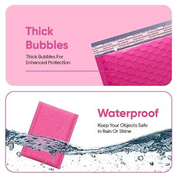 Baylue Hot Pink 8.5x12 Inch Poly Bubble Mailers #2 |Self Seal Padded Envelopes | Air Cushioned Bubble Mailer | Usable Size 8.5x11 Inch | 100 Pack Bulk | Waterproof | Lightweight Mailing Shipping Bags