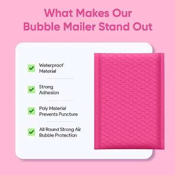Baylue Hot Pink 8.5x12 Inch Poly Bubble Mailers #2 |Self Seal Padded Envelopes | Air Cushioned Bubble Mailer | Usable Size 8.5x11 Inch | 100 Pack Bulk | Waterproof | Lightweight Mailing Shipping Bags