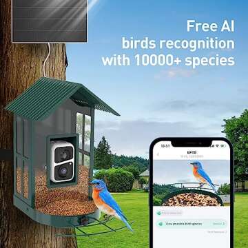 Soliom Bird Feeder with Camera Wireless Outdoor with AI Identify Bird Species, Smart Wild Bird Watch...