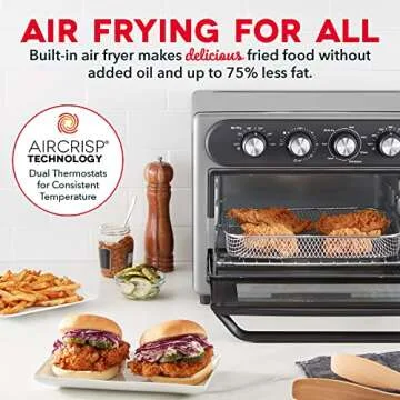 Dash Chef Series 7 in 1 Convection Toaster Oven Cooker, Rotisserie + Electric Air Fryer with Non-stick Fry Basket, Baking Pan & Rack, Skewers, Drip Tray & Recipe Book, 23L, Graphite