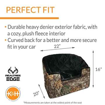 K&H Pet Products Bucket Booster Dog Car Seat with Dog Seat Belt for Car, Washable Small Dog Car Seat...