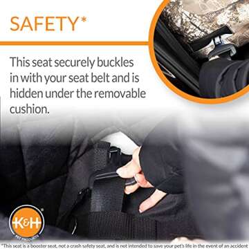 K&H Pet Products Bucket Booster Dog Car Seat with Dog Seat Belt for Car, Washable Small Dog Car Seat, Sturdy Dog Booster Seats for Small Dogs, Medium Dogs, 2 Safety Leashes, Large Realtree Edge Camo