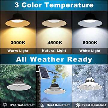 NIORSUN Solar Pendant Light, Upgraded Motion Sensor Light Outdoor Solar Lights Indoor Dimmable with Remote 3000K/4500K/6000K, 2x16.4ft Cable IP65 Waterproof for Shed, Barn, Gazebo, Patio(2 Pack)