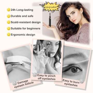DUST2OASIS Heated Eyelash Curlers, Electric Eyelash Curlers, Rechargeable Lash Curler with Eyelash Comb for Makeup Natural Curling Eye Lashes and 24 Hours Long Lasting - Black 2024 Updated Model