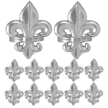 Alpha Living Home Spring Season Serviette Rings Set of 12 - Elegant Silver Napkin Holders for Any Oc...