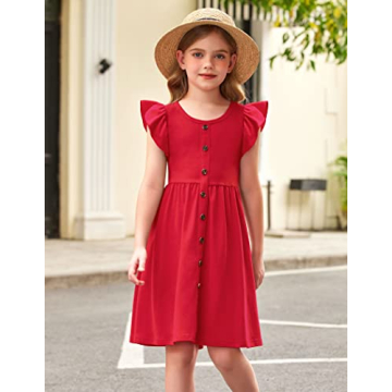 Arshiner Girls Sleeveless Midi Sundress Comfortable Stylish