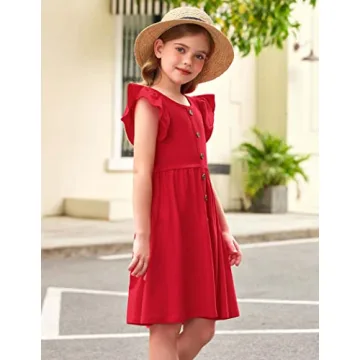 Arshiner Girls Sleeveless Midi Sundress Comfortable Stylish