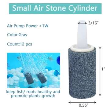 AQUANEAT Aquarium Air Stones 1 inch 12 Pack, Bubble Stone, Aerator Bubble Diffuser, Air Pump Accessories for Aquariums, Fish Tanks, and Hydroponics
