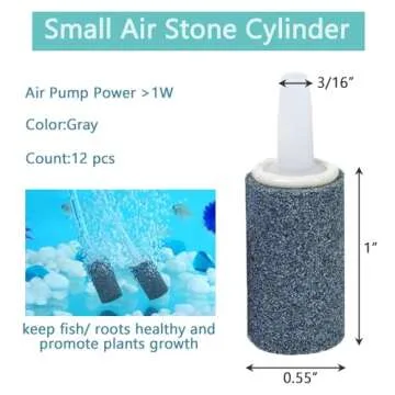 AQUANEAT Aquarium Air Stones 1 inch 12 Pack, Bubble Stone, Aerator Bubble Diffuser, Air Pump Accessories for Aquariums, Fish Tanks, and Hydroponics
