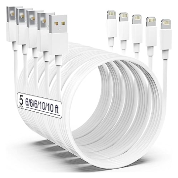 AZMOGDT Apple MFi Certified iPhone Charger 5pack Long Lightning Cable