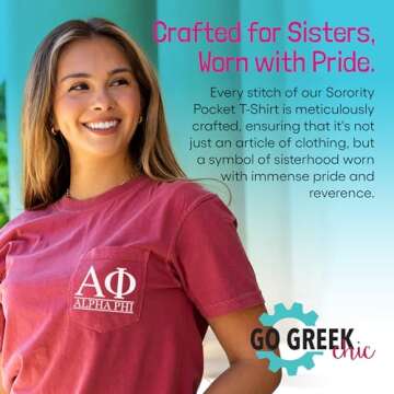 Go Greek Chic Chi Omega Letters Pocket Tee Sorority Comfort Colors T-Shirt