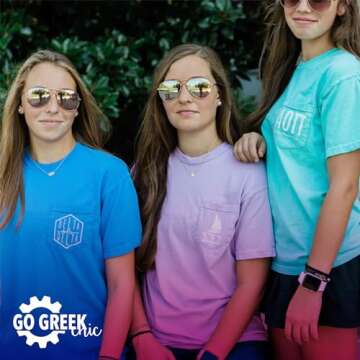 Go Greek Chic Chi Omega Letters Pocket Tee Sorority Comfort Colors T-Shirt