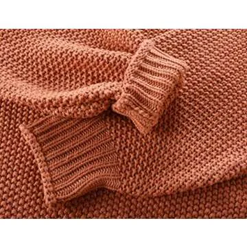 kayamiya Women's Turtleneck Sweaters Oversized Chunky Knit Slouchy Warm Knitwear Pullover Tops S Brick Red