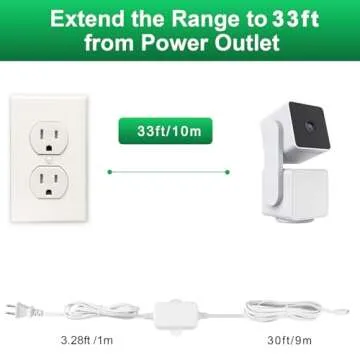UYODM 33Ft/10m Charging Cable Power Adapter Designed for Wyze Cam Pan v3, Wyze Cam V4, Wyze OG, Wyze Cam v3, V3 Pro, No Need for a Charging Head, Suitable for Indoor and Outdoor Use, IP67 Waterproof