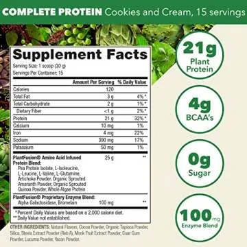 PlantFusion Complete Vegan Protein Powder - Plant Based Protein Powder With BCAAs, Digestive Enzymes...