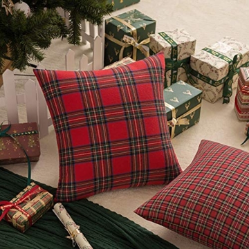 AQOTHES Christmas Plaid Throw Pillow Covers - Set of 2