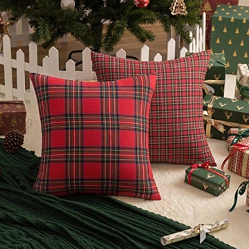 AQOTHES Christmas Plaid Throw Pillow Covers - Set of 2
