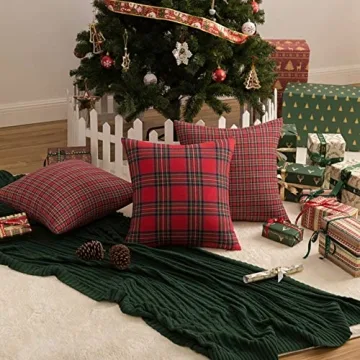 AQOTHES Christmas Plaid Throw Pillow Covers - Set of 2