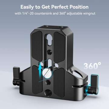 SmallRig Camera Base Plate with 15mm LWS Rod Rail Clamp, Baseplate for Sony A6500 A6600 A6300, for Canon R5 R6, for Sony A7SIII / A7III, Both for Cameras & Cages