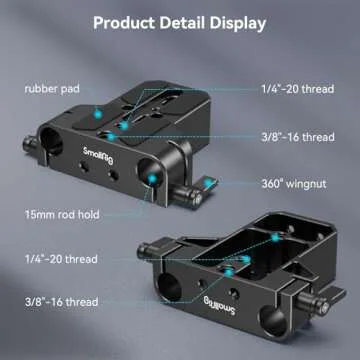 SmallRig Camera Base Plate with 15mm LWS Rod Rail Clamp, Baseplate for Sony A6500 A6600 A6300, for Canon R5 R6, for Sony A7SIII / A7III, Both for Cameras & Cages